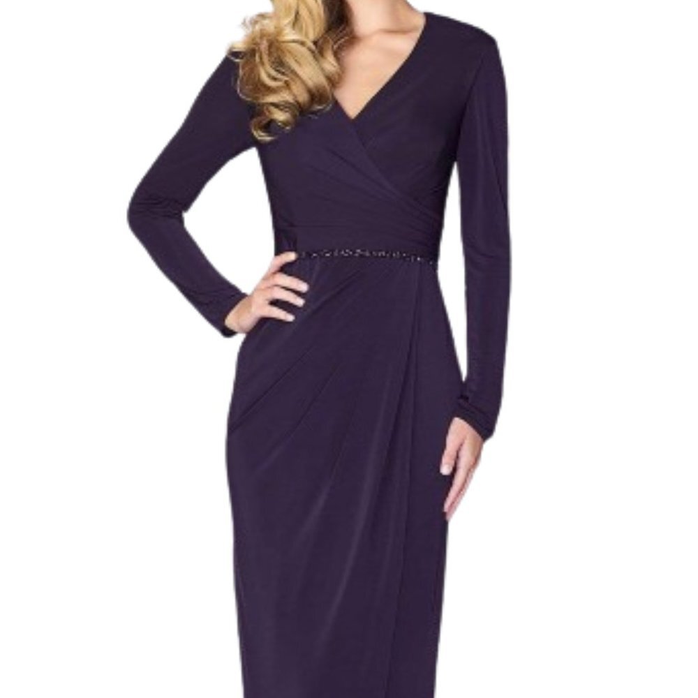Nwt La Femme 24927sc Jersey Mother Of The Bride Dresses Plum Size 4